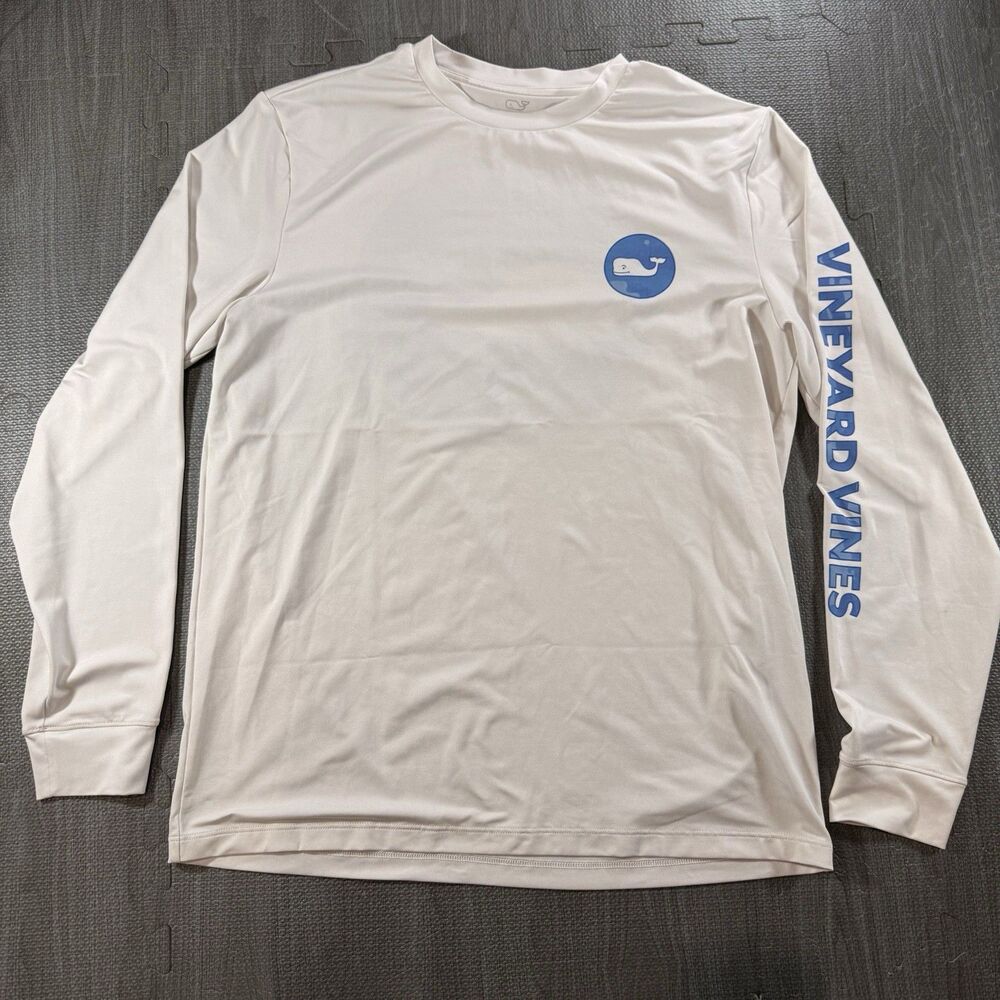 Vineyard Vines Mens White Performance Long Sleeve Sun Shirt Fishing Small